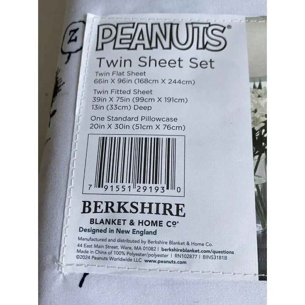 Peanuts Snoopy Woodstock Charlie Brown Linus‎ Sally TWIN Size Soft Sheet Set NEW